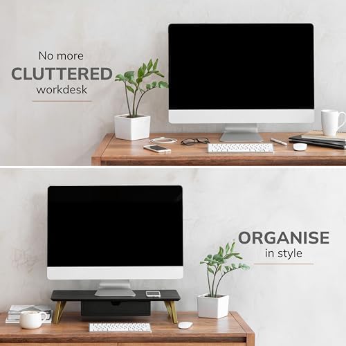 Anji Mountain Monitor Stand for Desk - Desktop Organizer & Laptop Riser, Ergonomic Monitor Riser, Space-Saving, Durable,