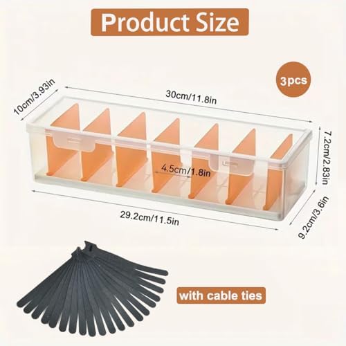 2 Pack Clear Cable Organizer Box with Lid, Plastic Charger Cable Cord Storage Organizer, Stackable Office Desk Organizer