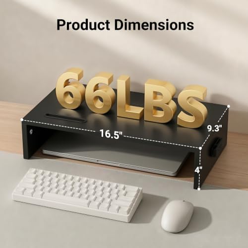 1home Monitor Stand Riser, 16.7 Inch Wood Monitor Riser Stand with Storage Organizer, Desktop Ergonomic Monitor Stand Ri