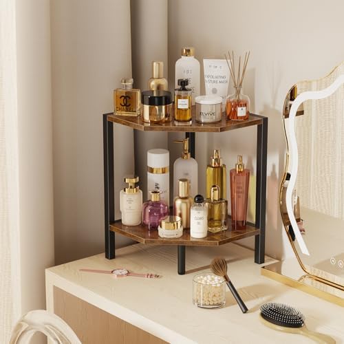 Creso hom Corner Shelf Stand, 2 Tier Industrial Corner Bookshelf