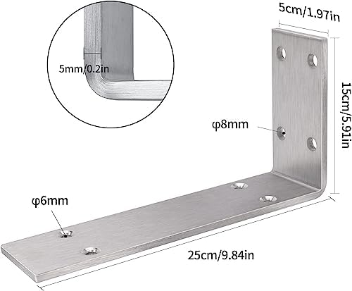 YUMORE Countertop Support Bracket, Heavy Duty 5mm L Bracket, 10 x 6 x 2 in