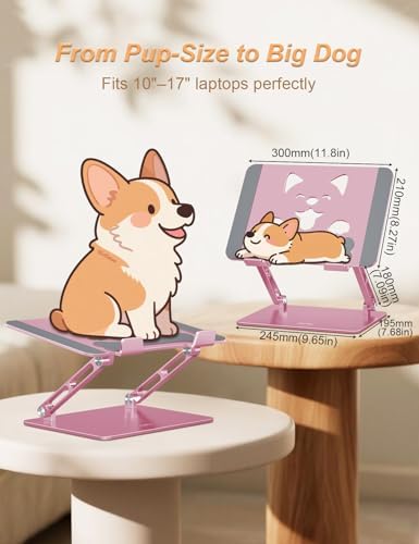 Aoviho Aluminum Laptop Stand for Desk Fit for All 10"-17.3" Laptops, Pink