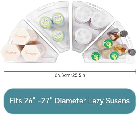 Oubonun Lazy Susan Cabinet Organizer Bins for Kitchen 4 Pack, 1/8 Wedge