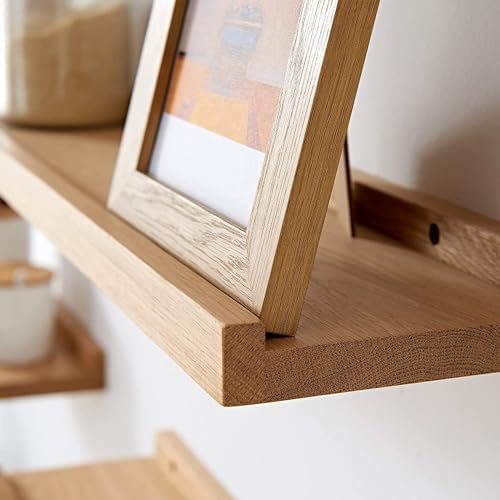 12x4-Inch Natural Oak Wood Floating Shelf for Wall Decor