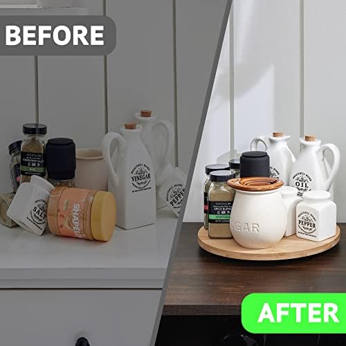 10 Inch Bamboo Lazy Susan Organizer Turntable for Kitchen Cabinet Table Refrigerator Lazy Susans Spice Rack for Pantry C