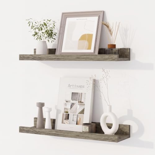 Dreamland Picture Ledge Shelf for Wall, Floating Shelves Set of 2,18 inch Long Floating Shelves with Lip for Living Room