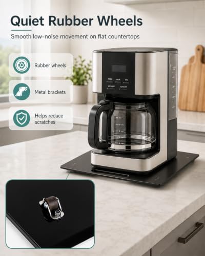 Appliance Slider – Sliding Tray for Coffee Maker, black Acrylic 13 x 14 In