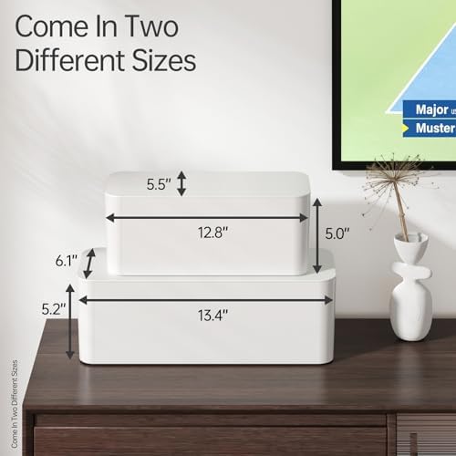 YECAYE 2 Pack Cable Management Box, Pet Friendly Cable Box Organizer for Home & Office, Child-Proof Floor Cord Cover, Co