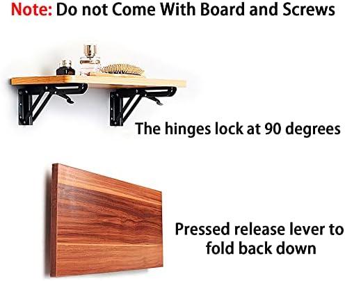 Sumnacon 2 Pcs 14 Inch Folding Shelf Brackets Metal Table Shelf Hinges