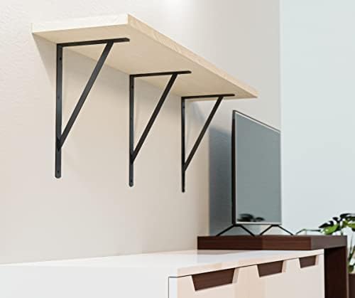 Amig - Support for Wall Shelves | Bracket for Shelves | Angle for Shelves | Steel | Black | Dimensions: 15´7" x 10´8" | 