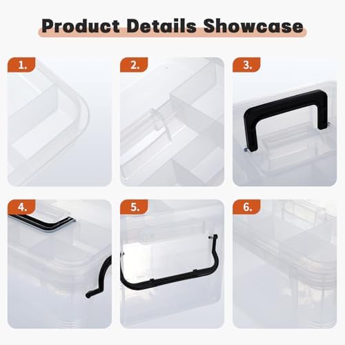 2-Tier Medicine Organizer - Plastic Portable Storage Box with Handle Clear