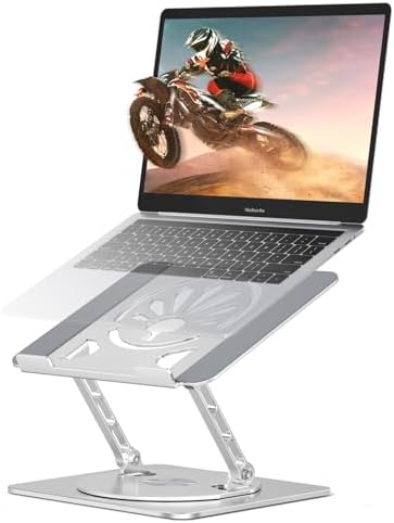 Adjustable Rotating Laptop Stand for Desk, Aluminum Riser, Silver