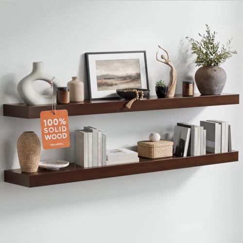 Homeforia 42 Inch Floating Shelves, High-End Solid Pine Wood, Set of 2