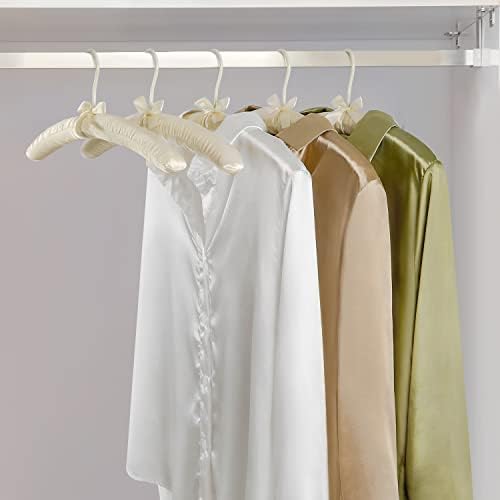 TOPIA HANGER Satin Padded Hangers for Women Clothing 17-inch 10 Pack Ivory