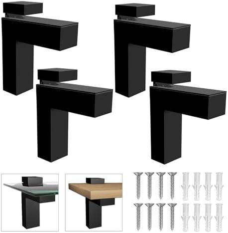 Heavy Duty Floating Wood/Glass Shelf Bracket 4 Pcs, Adjustable Glass Shelves Mounting Brackets for 3-28mm Thickness, Rus