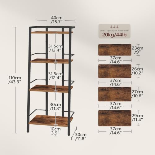 MAHANCRIS 4-Tier Book Shelf, Ladder Shelf, Bookcase, Ladder Shelving Unit