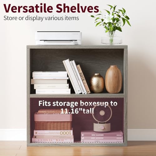 2-Tier Bookshelf Storage Shelves, 23.7 Inch Open Shelf Bookcase