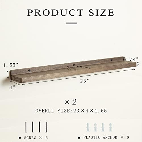 Freezing point Floating Shelf for Wall Set of 2 Natural Wood 23Inch Wall Shelves Decor Plant Display Collectibles Mounte