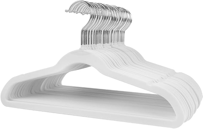 Stormix Baby Velvet Hangers Non-Slip Space Saving Swivel Hook 32 Pack White
