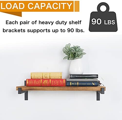 EZYDECOR 8 Packs Heavy Duty Shelf Brackets Wall Mounted Industrial Metal Shelving Support with Lip for DIY Open Shelving