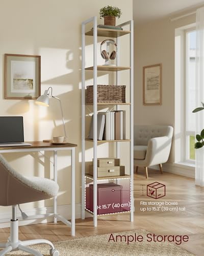 VASAGLE 6-Tier Bookshelf, Bookcase Book Shelf with Steel Frame