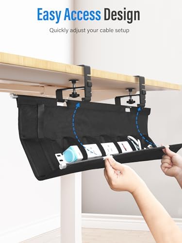 Cinati 49.2" Under Desk Cable Management Tray, Large Fabric Cord Organizer