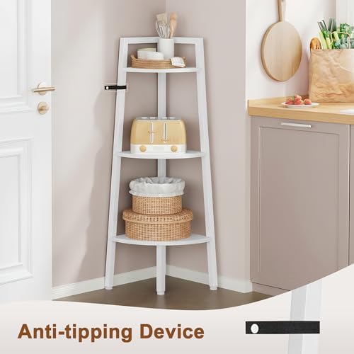 Hoctieon Corner Shelf, 3-Tier 40" Tall Corner Bookshelf, Rustic Ladder Shelf, Industrial Display Stand for Living Room, 