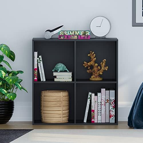 Vida Designs Durham Cube Bookcase Storage Organiser Living Room Bookcase Home Office Furniture (4 Cubes, Black)