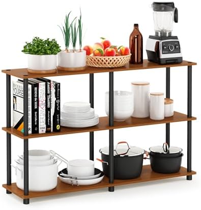 Furinno Turn-N-Tube Toolless Assembly Storage Shelves, 3-Tier 47.4 Inch Book Shelf, Corner Shelf, for Organization and S