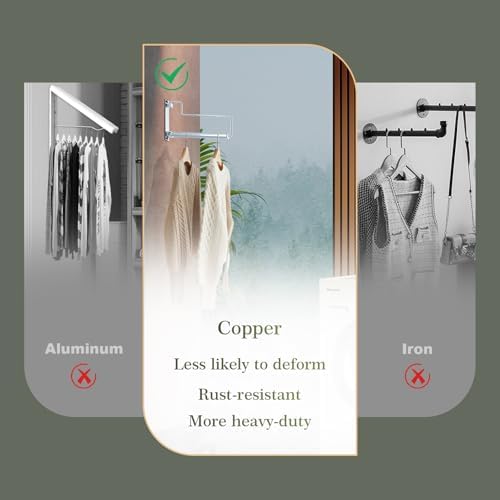 NEWRAIN Chrome Clothes Drying Rack, Wall Mounted Swing Arm Hanger for Laundry Room, Garage, Indoor & Outdoor Use