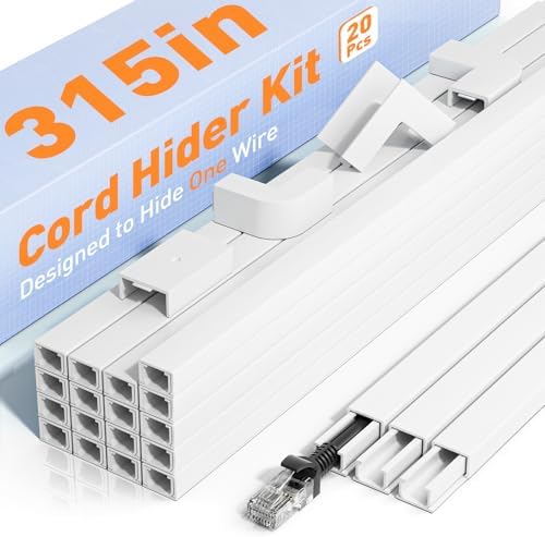 Delamu Cord Hider, 315in Cord Covers for Wires on Wall, One-Cord Cable Hider, Wire Hiders Wire Covers for TV Cords on Wa