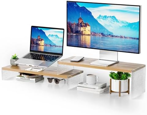 YGYQZ Adjustable Monitor Stand Riser, 7.67"×19.3" Dual Monitor Desk Stand