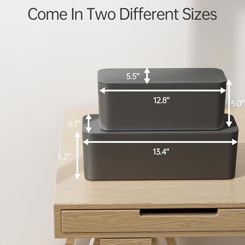 YECAYE 2 Pack Cable Management Box, Pet Friendly Cable Box Organizer for Home & Office, Child-Proof Floor Cord Cover, Co