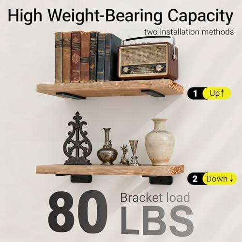 SKYSEN 4 Pack 12" Floating Shelf Bracket, Shelves Brackets, Wood Shelving Brackets Hardware - Heavy Duty - 4/6/8/10/12 i