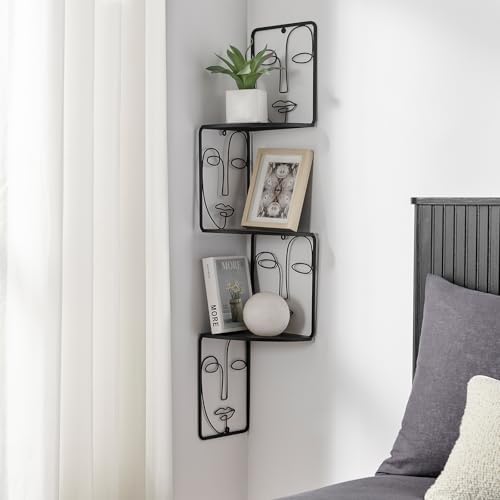 Corner Shelf, Wall Mounted Face Sculpture Display Shelf with Philosophical Art Design for Living Room Decor, Wall Corner