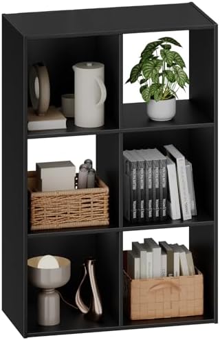 Sweetcrispy 6 Cube Storage Organizer, Stackable Modular Bookcase Shelf
