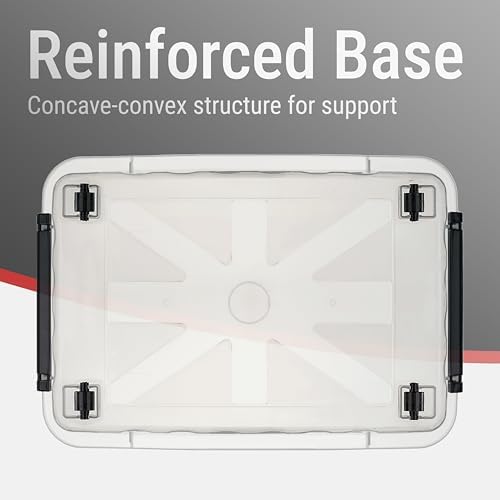 Cetomo Plastic Storage Bins, Lidded Storage Box with Wheels for Home Office Dorm, Wheeled, Stackable, Clear, 40Quart-6 P
