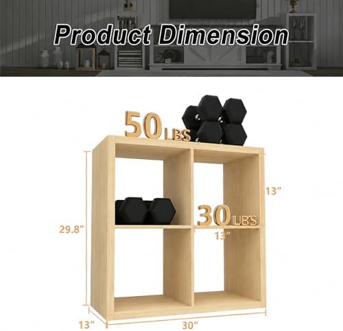 CTESNE【Wooden 4 Cube Storage Organizer Shelf with Anti-Tipping Kits, Horizontal and Vertical Dual-use Standing Open Book