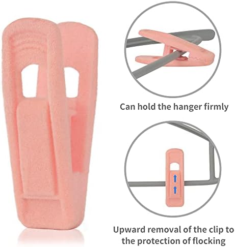Tinfol Pink Velvet Hanger Clips Pack of 24, Pants Velvet Clips, Premium Large Opening Clothes Pin, Strong Finger Flocked Clip Perfect for Use with Slim-line Clothes Velvet Hangers