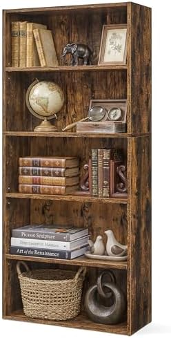 SONGMICS HOME 5-Tier Bookshelf, Open Bookcase Storage Shelf, Narrow Book Shelf for Living Room, Home Office, Dining Room