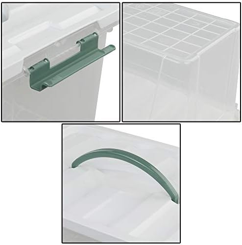 Jekiyo Clear Latching Box, Plastic Storage Bin, 2 Packs(6 Quart&14 Quart)