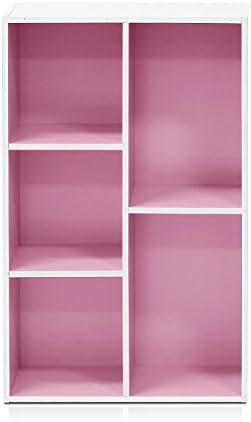 Furinno LUDER Book Shelf, 5-Cube Bookshelf, Reversible Bookcase, 9.4 x 19.5 x 31.5, Easy Assembly, for Living Room, Bedr