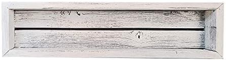 Reclaimed Wood Shadow Box with Wood Backing - Rustic Farmhouse Barnwood Style - Floating Shelves (White, Rectangle)