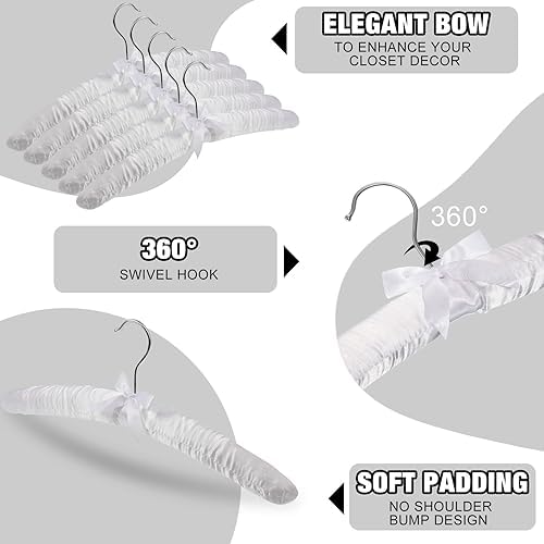 Jetec 48 Pack Satin Padded Hangers for Women Clothing 15",White