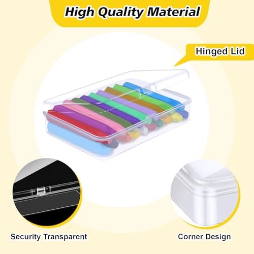 12 Pcs Plastic Crayon Box Bulk Clear Crayon Holder with Lid Crayon Organizer Case Crayon Storage Containers for Students