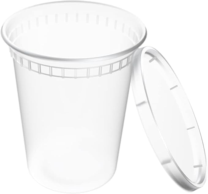 EDI [32 OZ, 40 Sets Plastic Deli Food Storage Containers with Airtight Lids | Microwave-, Freezer-, Dishwasher-Safe | BPA Free | Heavy-Duty | Meal Prep | Leakproof | Recyclable (Pack of 2)