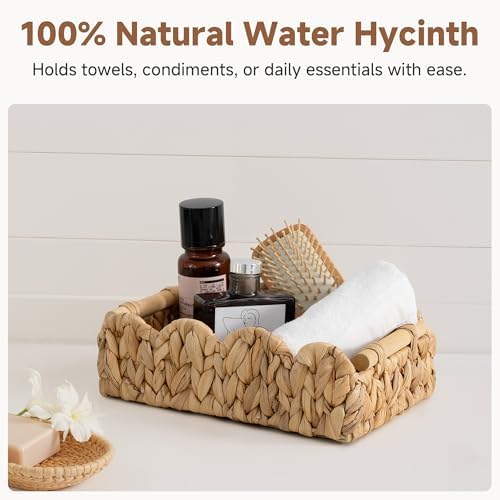 StorageWorks Toilet Paper Basket, Back of Toilet Basket with Wooden Handles