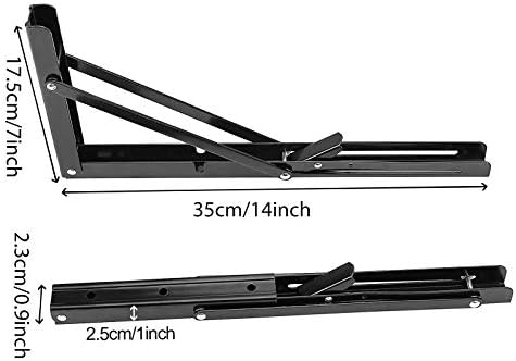 ZOENHOU 4PCS 14 Inch Folding Shelf Brackets, Max Load 440Lb Heavy Duty Metal Collapsible Shelf Locking Brackets, Wall Mo