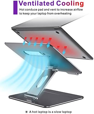 Adjustable MacBook Laptop Stand for Desk | Ergonomic Aluminum Laptop Riser with Heat-Vent, Compatible for 10-17" Laptops