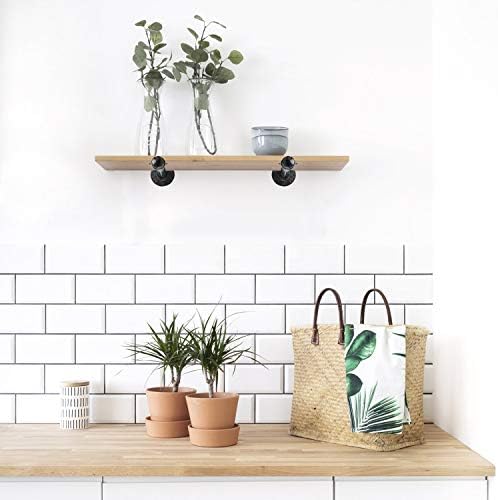 3/4" Industrial Black Iron Pipe Shelf Brackets, Rustic Wall Mounted DIY Shelving Brackets Hanging Custom Pipe Brackets f